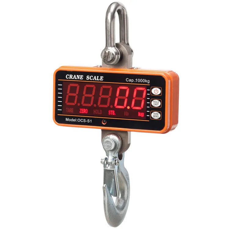 Orange electronic crane scale with digital display for warehouse weighing up to 500kg