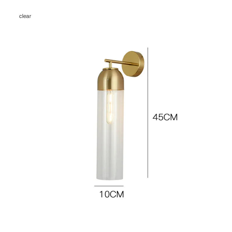 Nordic postmodern creative glass wall lamp in modern minimalist style on a living room wall.