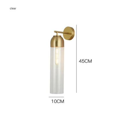 Nordic postmodern creative glass wall lamp in modern minimalist style on a living room wall.