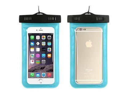 AQUA-ONE waterproof phone pouch showing clear PVC construction with phone visible inside