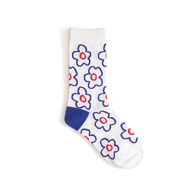 Charming floral cotton socks in various colours, perfect for fashionable UK women