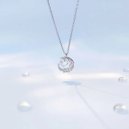Elegant Ladies Moon Pendant Necklace with adjustable chain and diamond-cut detailing