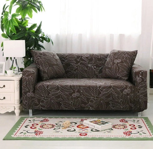 Elastic sofa cover in navy blue with high-density fabric for stain protection