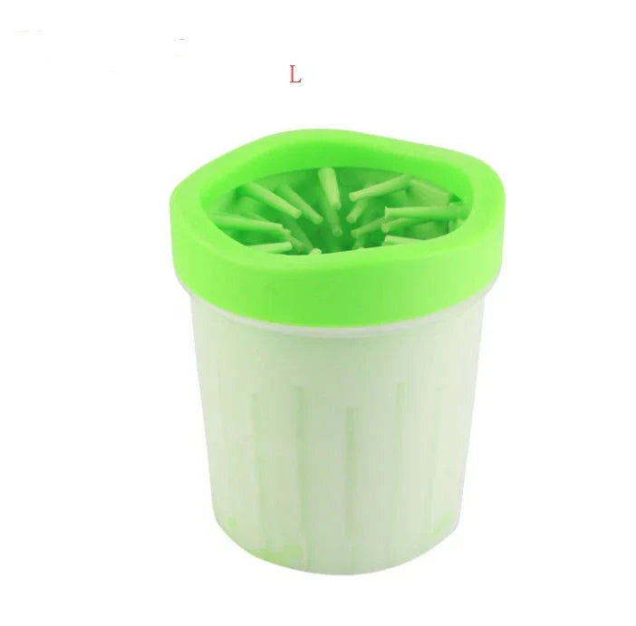 Silicone dog paw cleaning cup with soft bristles for easy and gentle paw washing