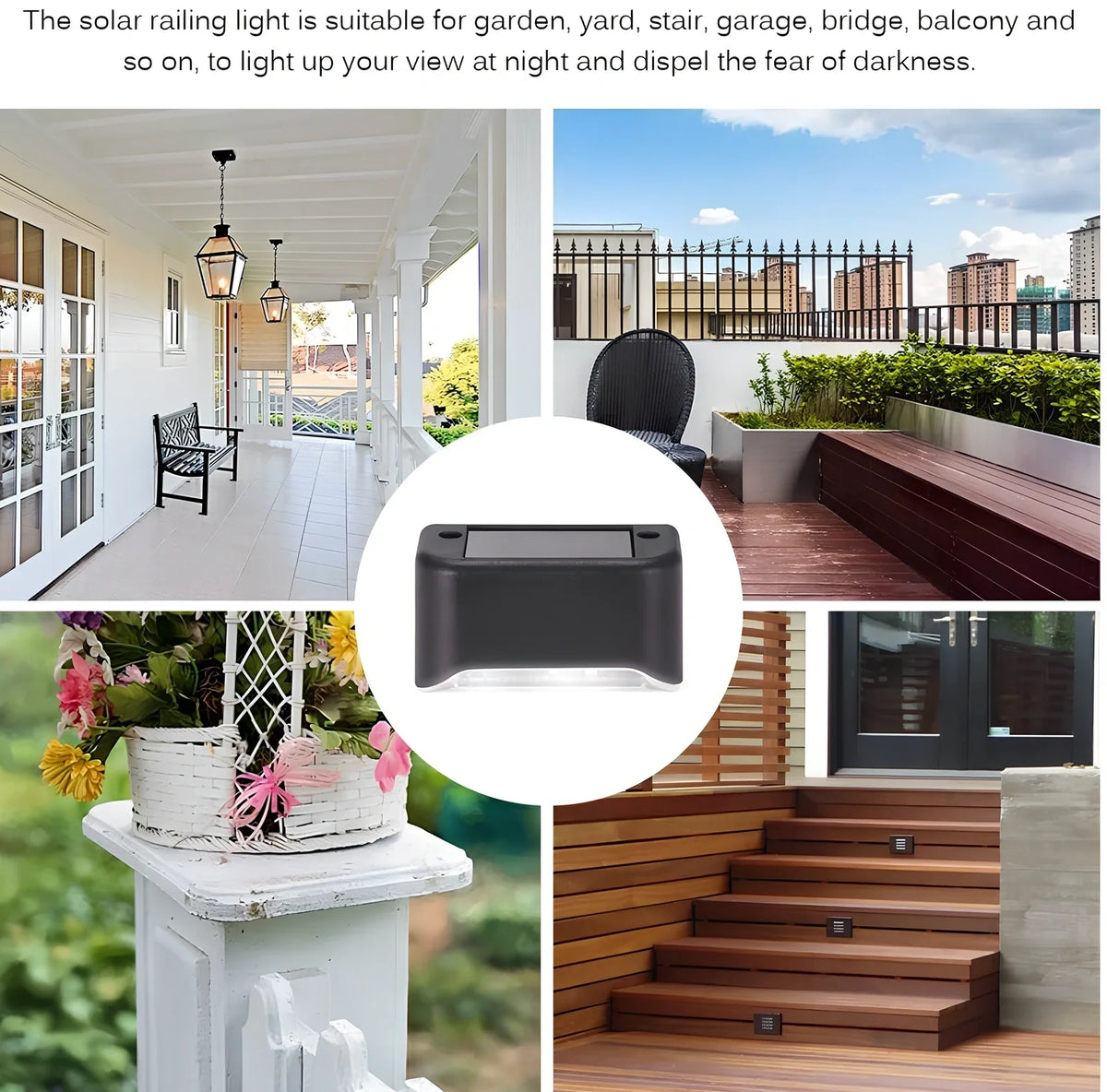 Coffee-coloured solar step light with solar panel, dimensions 78x45x42mm