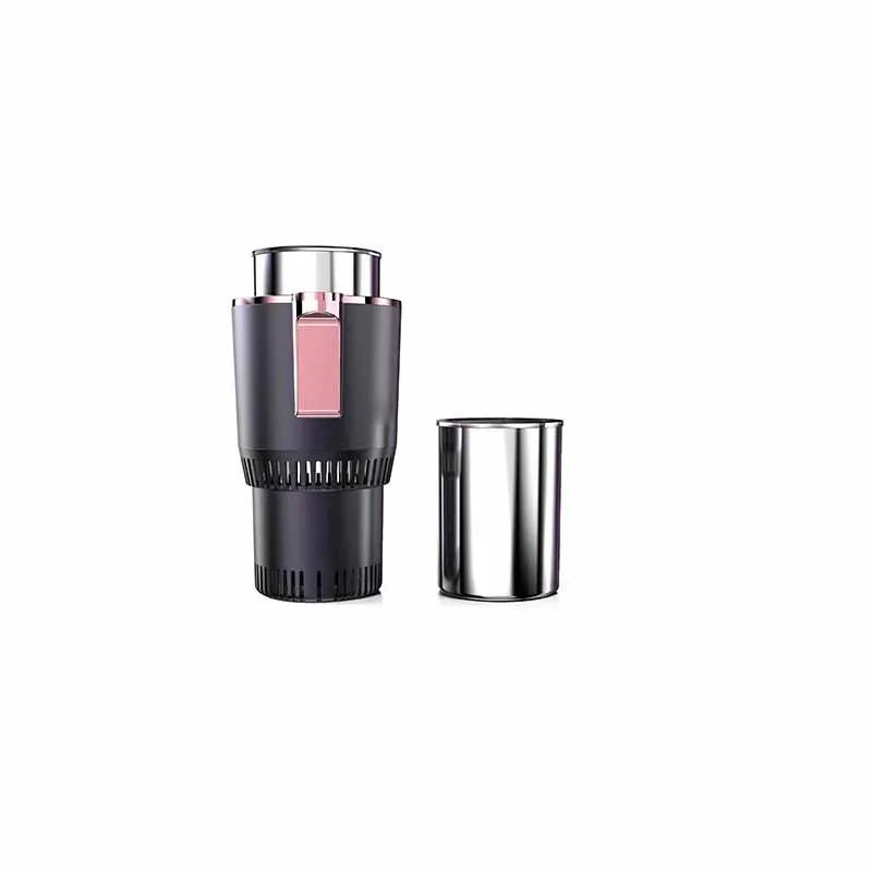Purple gold and black portable thermoelectric car cooler and warmer for GM vehicles with DC 12V plug.