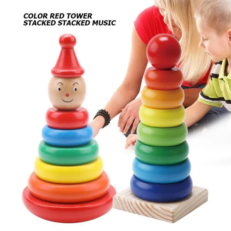 Wooden Stacking Toy for Babies Early Education Educational Toys Stacked Circle Rainbow Tower 7.5 x 9 x 9 cm Wooden Balls Brand Tumbler