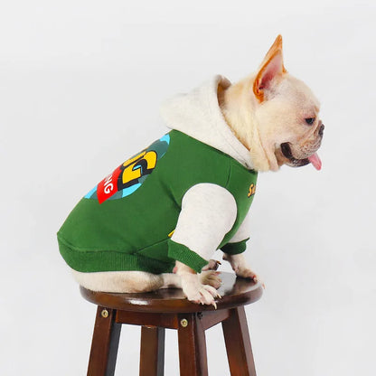 Green cotton dog coat for large dogs in sizes L XL 2XL 3XL 4XL for autumn and winter wear.
