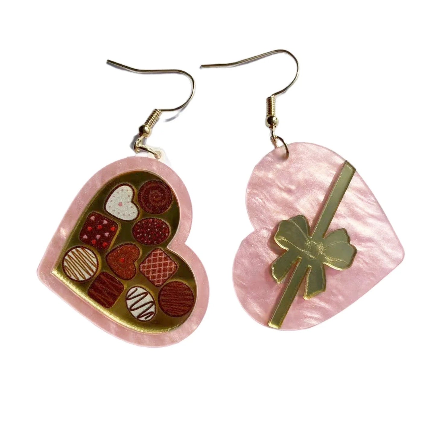 Romantic Valentine's Day Heart Earrings with Melt-Worthy Ice Cream Design in Vibrant Colors
