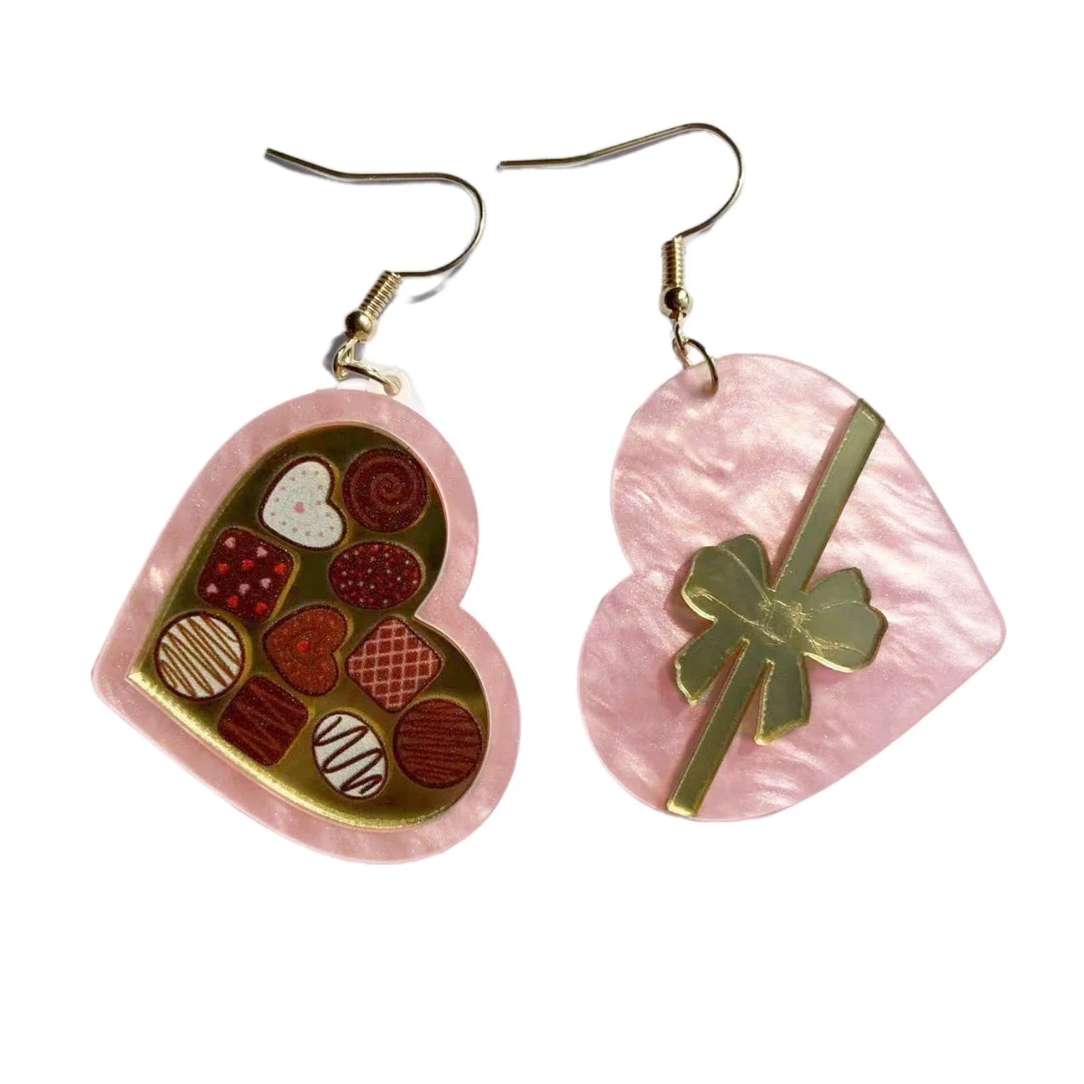 Romantic Valentine's Day Heart Earrings with Melt-Worthy Ice Cream Design in Vibrant Colors