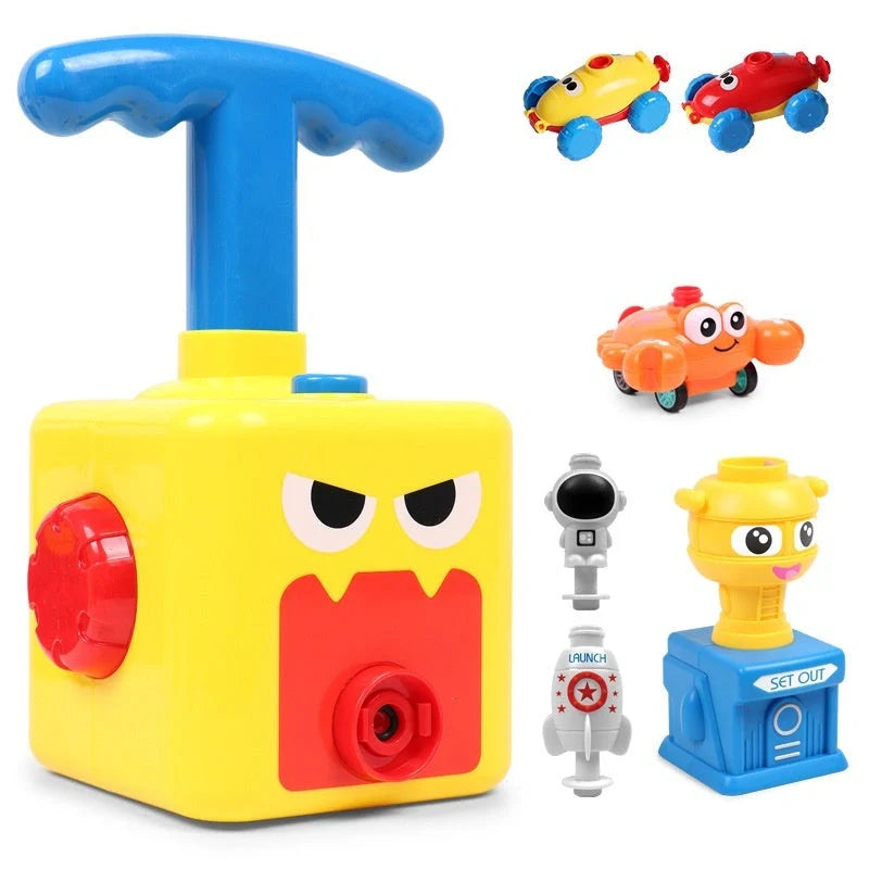 Children's air balloon powered car toy with ABS plastic construction