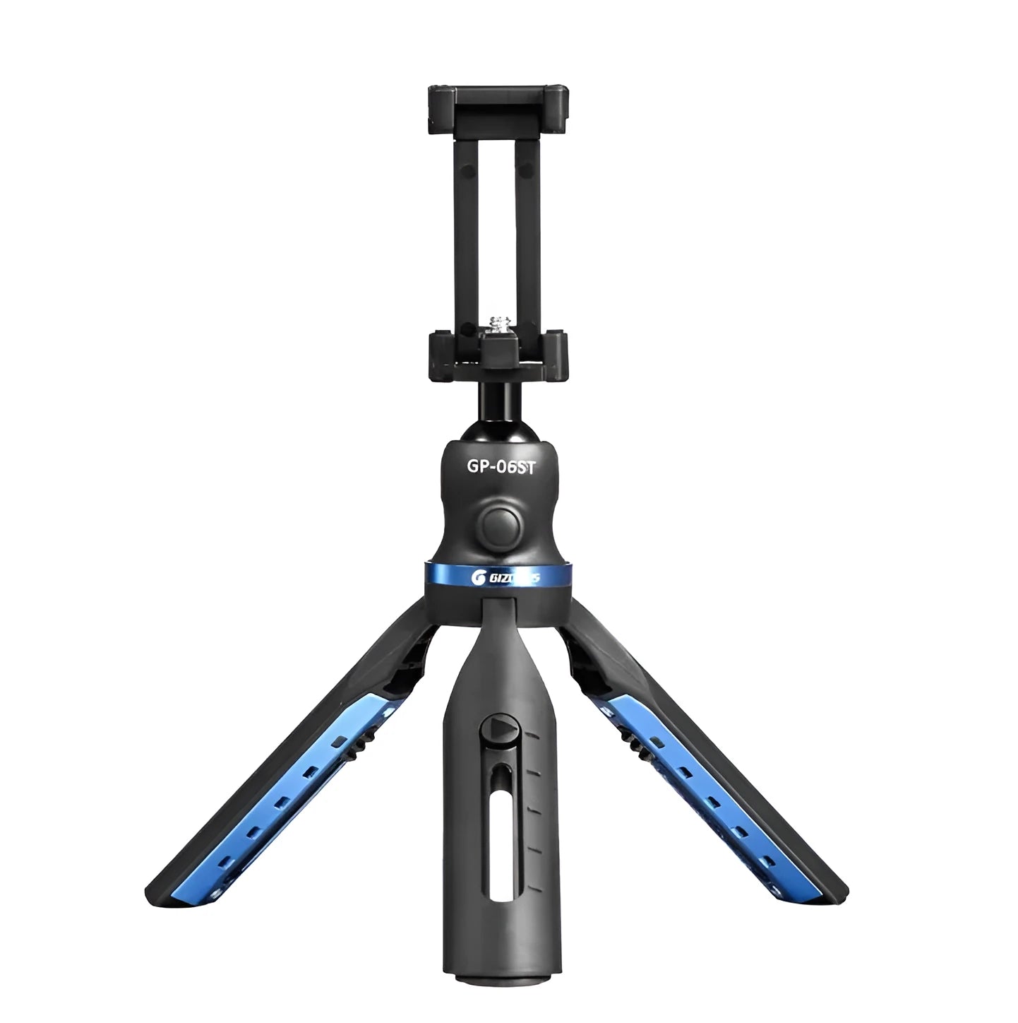 Black desktop smartphone tripod compatible with Apple iPhone and Huawei P30 models