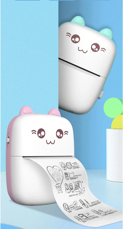 A compact, portable Bluetooth wireless photo printer for mobile devices, featuring high-quality thermal printing, rechargeable battery, and easy app connectivity.