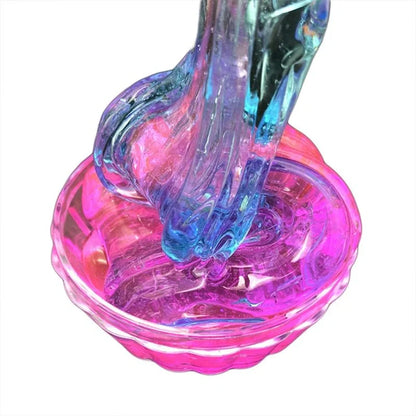 Color Matching Gradient Multicolor Crystal Mud Slime in a plastic box