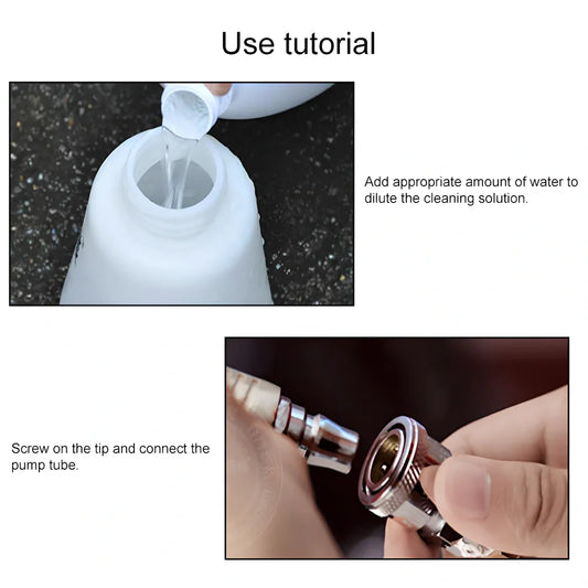 White Blue Tornado Interior Cleaning Gun with 70-120mm tube and 8mm intake for 7-9 Mpa car detailing