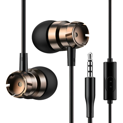 Metal turbo in-ear headphones with 3.5mm plug and built-in microphone in various colours