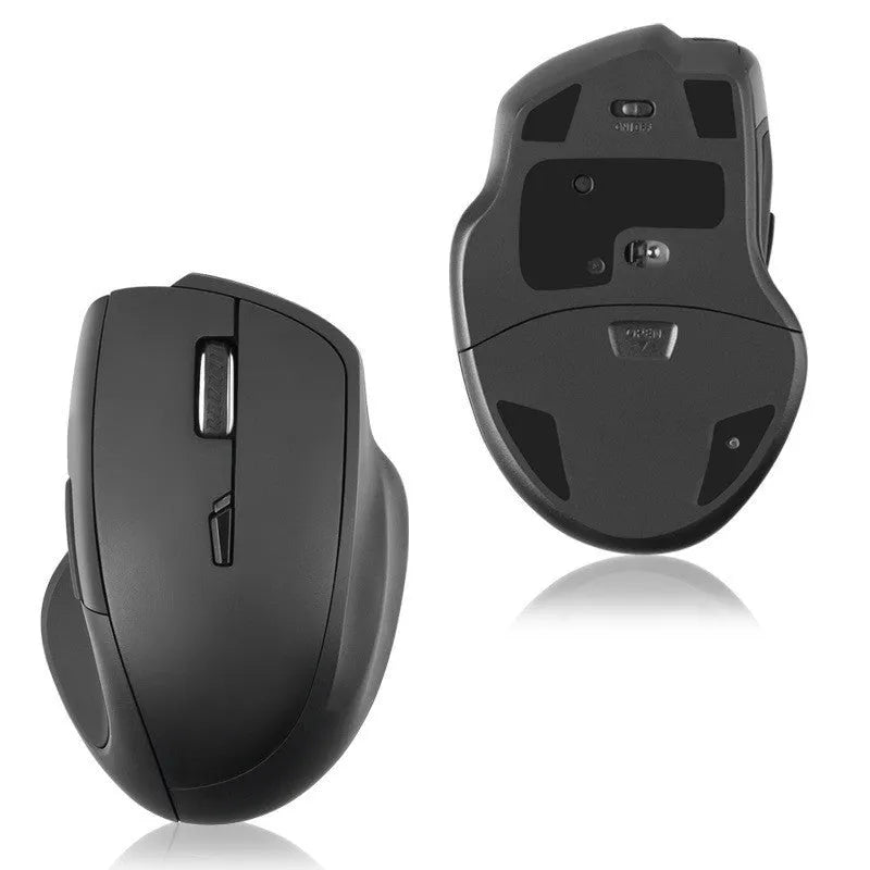 Black wireless voice control optical mouse with seven buttons and USB receiver