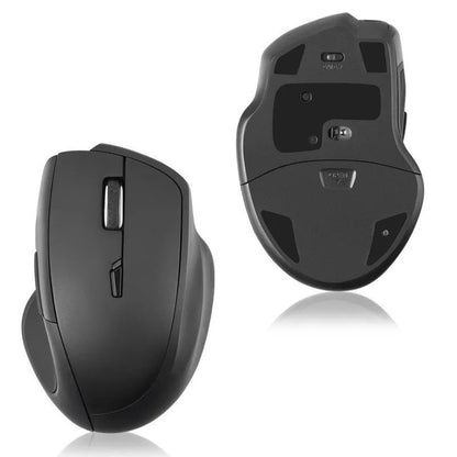 Black wireless voice control optical mouse with seven buttons and USB receiver