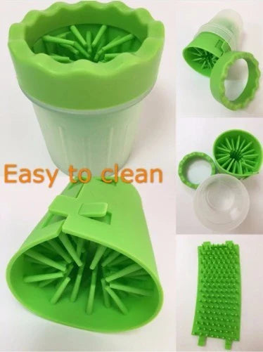 Silicone dog paw cleaning cup with soft bristles for easy and gentle paw washing