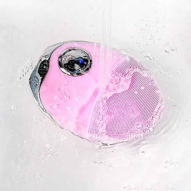 Electric Silicone Face Washer with adjustable vibration and LED skin therapy lights