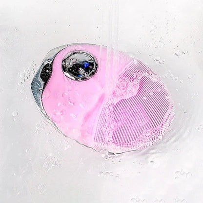 Electric Silicone Face Washer with adjustable vibration and LED skin therapy lights