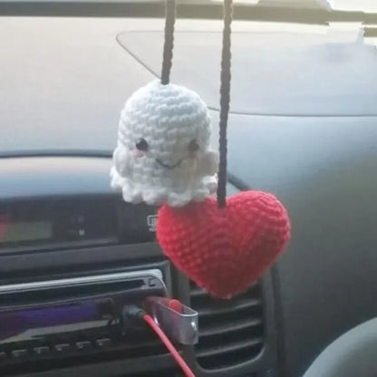 Plush hand-woven car hanging ornament with Halloween cartoon character design
