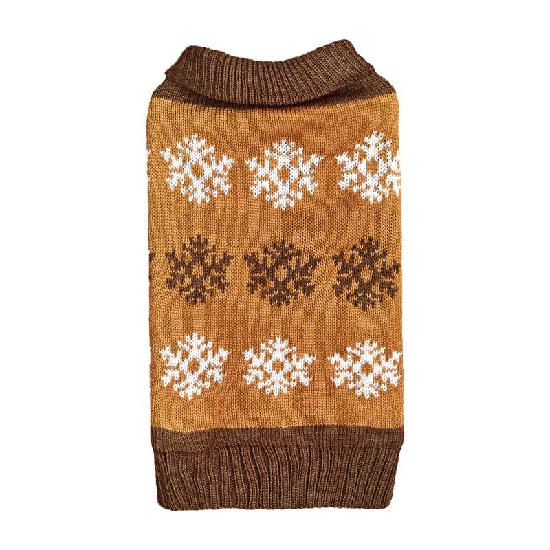 Dark brown and grey snowflake pattern dog Christmas sweater for winter pet clothing