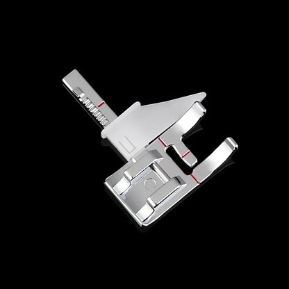 Regular sewing machine presser foot with red border guide for precise quilting measurements