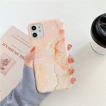 Cartoon marble pattern TPU back cover case for iPhone in various colour options