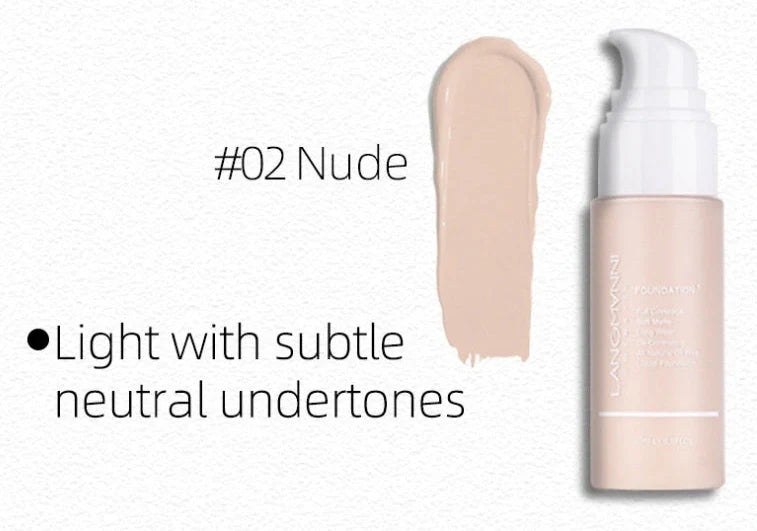 Matte oil control concealer liquid foundation in 30ml container with 13 shade options displayed