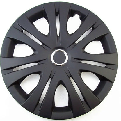 Set of four monochrome wheel hub covers in ABS plastic for universal vehicle fit