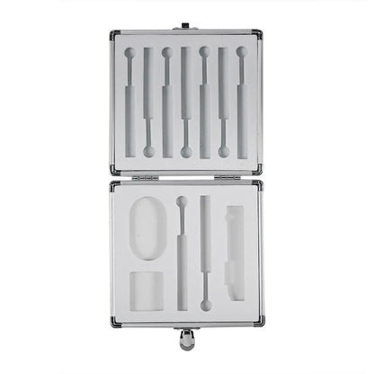 Silver aluminium storage box for TS100 soldering iron with dimensions 154x147x36mm