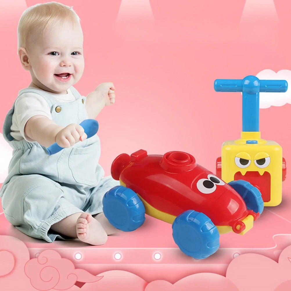 Children's air balloon powered car toy with ABS plastic construction