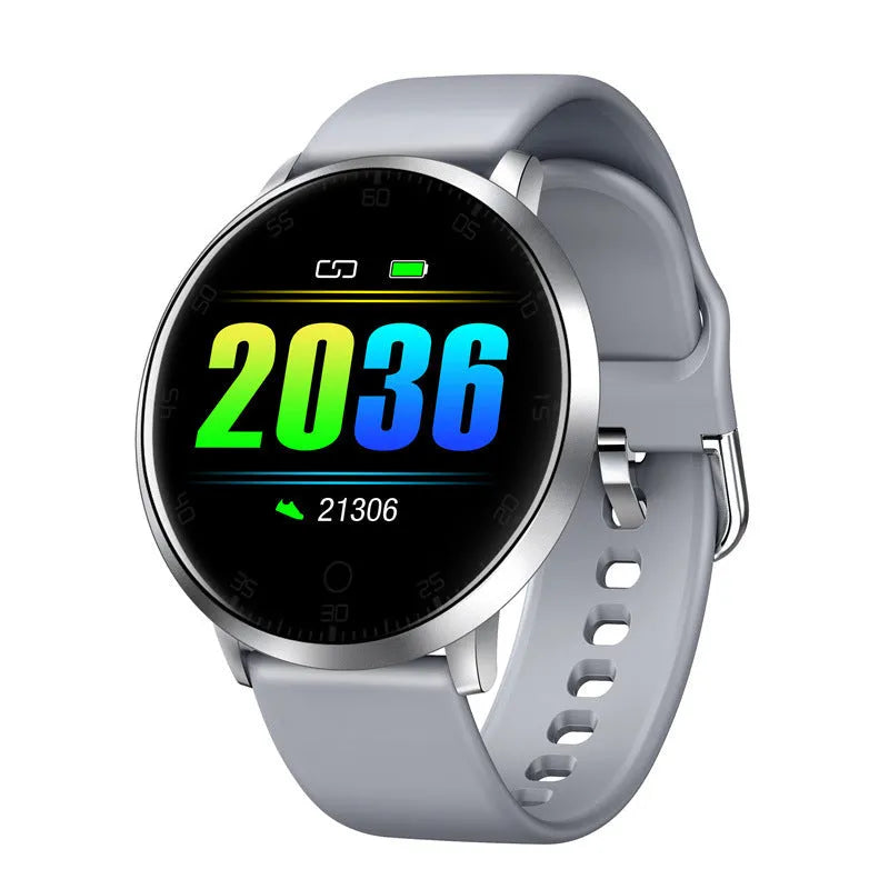 Ultra-thin smart health bracelet with 1.3-inch touchscreen on silicone wristband showing health data display