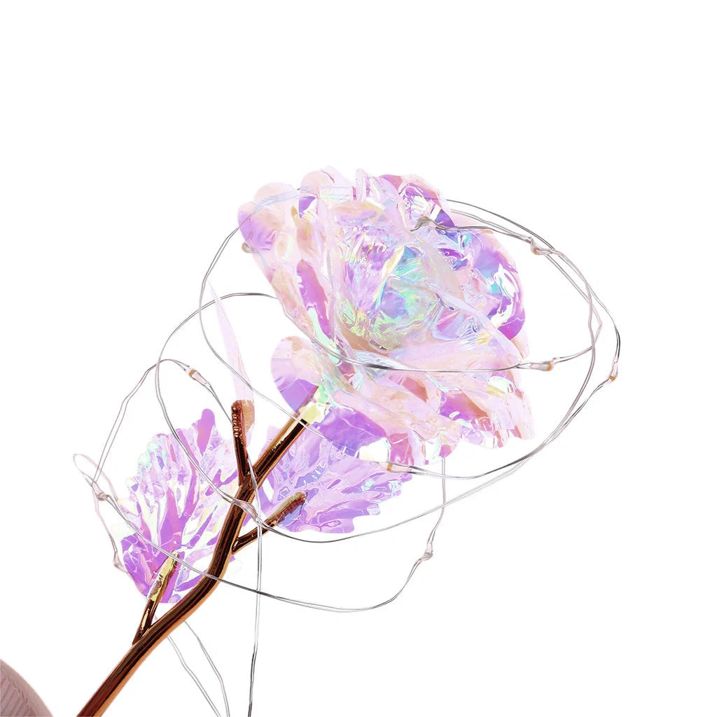Enchanted Forever Rose in Glass LED Light Christmas Decoration with wooden base