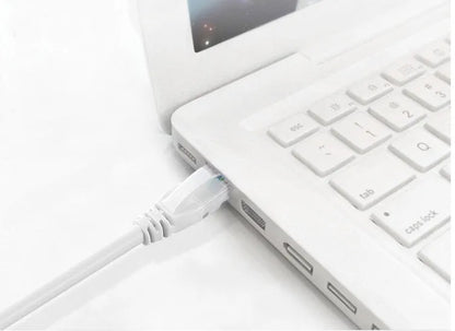 White Cat6 network cable with RJ-45 connectors and CCA conductors, available in lengths from 1M to 50M
