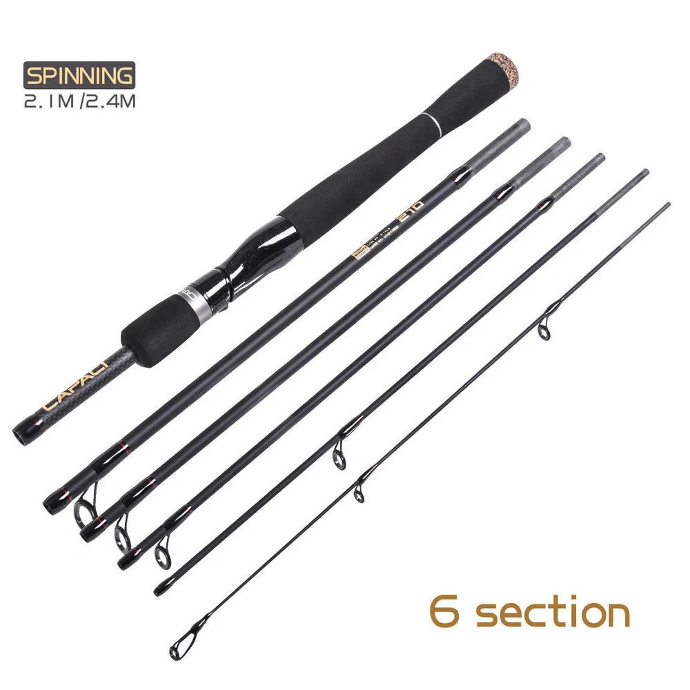 Carbon straight gun handle perch sea fishing rod showing 2.1m to 2.7m length options with multi-section design