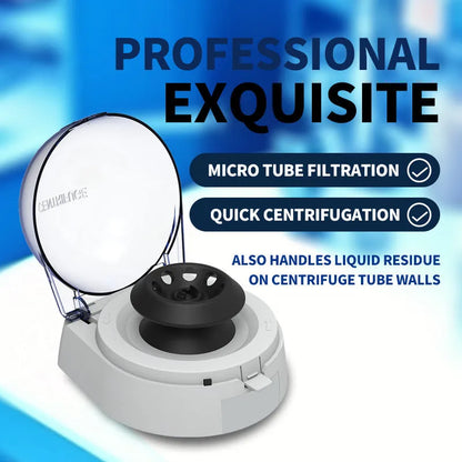 Mini laboratory centrifuge unit with compact 157x170x120mm dimensions and 7000 rpm rotation speed