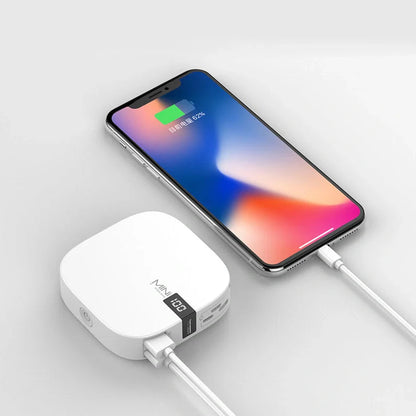 10000mAh mini power bank with digital display showing battery percentage