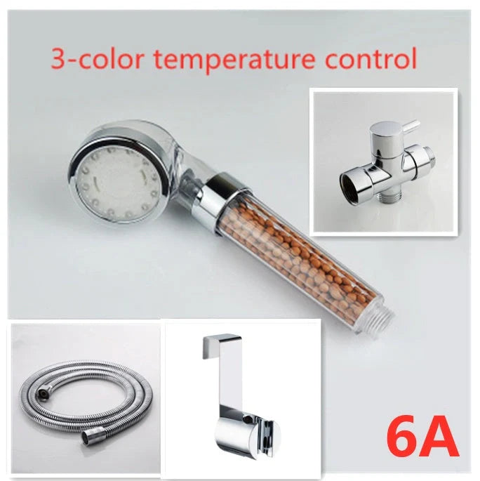 Color Changing LED Shower Head with temperature sensor and high pressure
