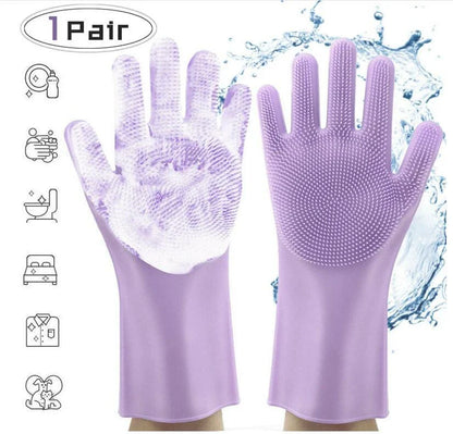 Silicone gloves with heat-resistant and non-slip design for versatile cleaning and cooking tasks