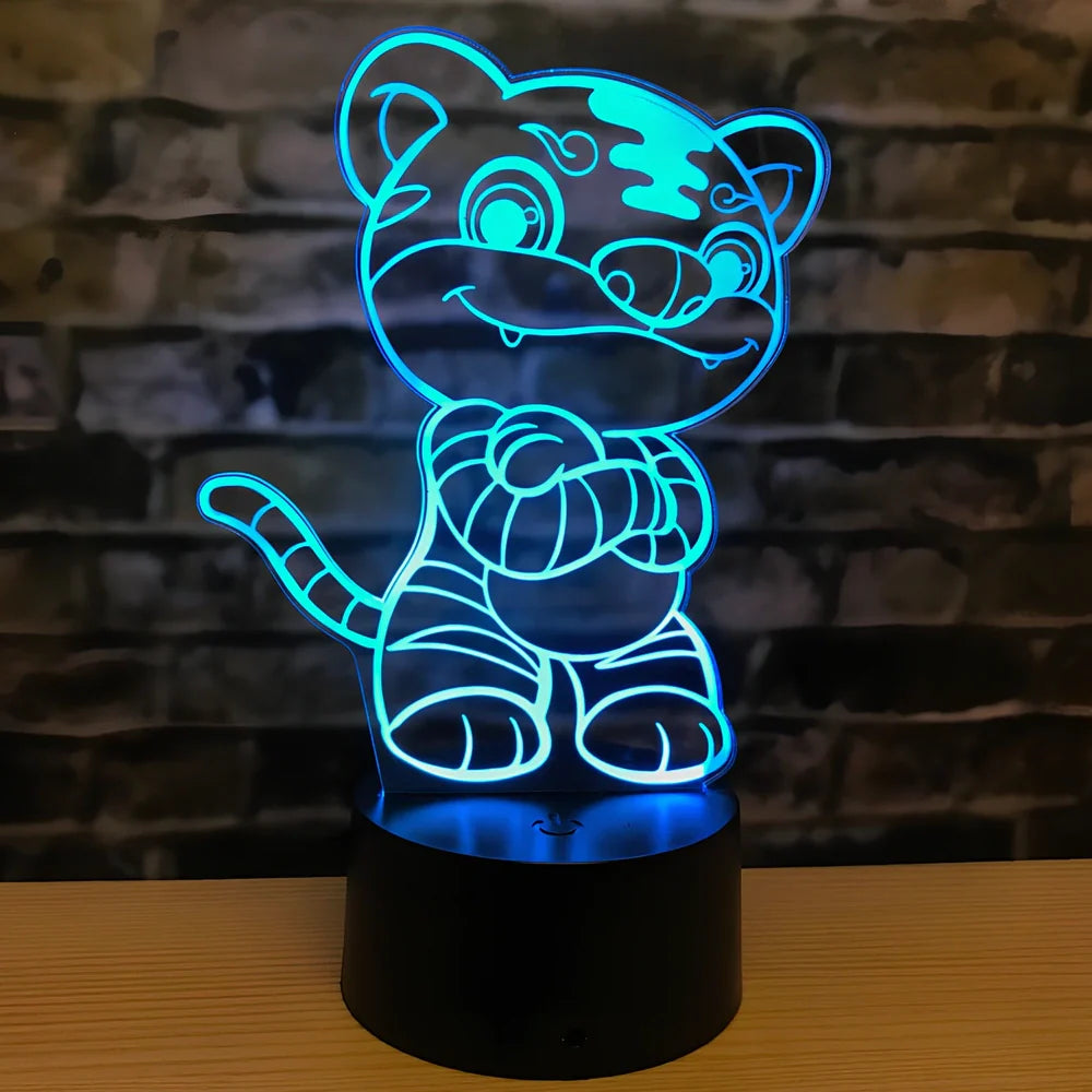 Zodiac LED night light in ox model on ABS base, showing touch-activated seven colours and 87x87x41mm dimensions