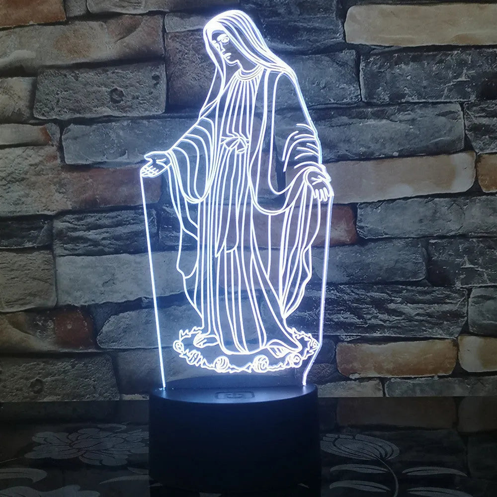 3D LED night light with laser-engraved acrylic showing stereoscopic dual ring patterns