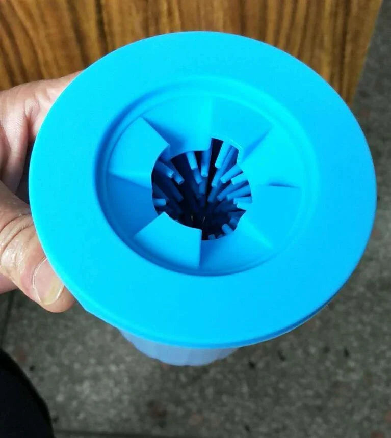 Silicone dog paw cleaning cup with soft bristles for easy and gentle paw washing