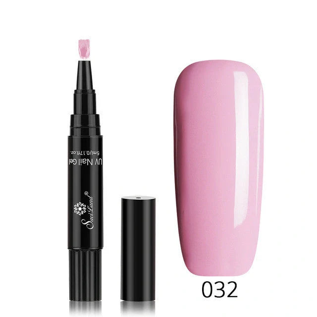 3-in-1 Gel Nail Varnish Pen with Glitter for One-Step Nail Art