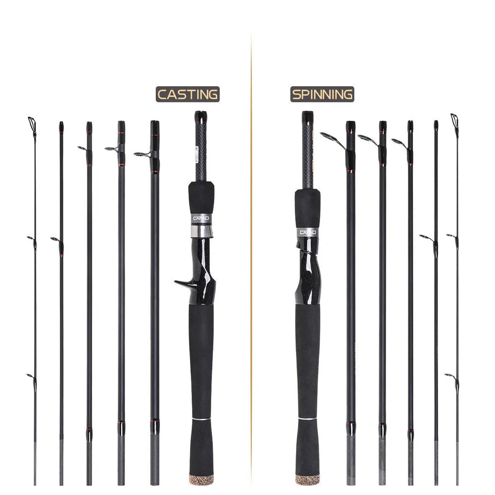 Carbon straight gun handle perch sea fishing rod showing 2.1m to 2.7m length options with multi-section design