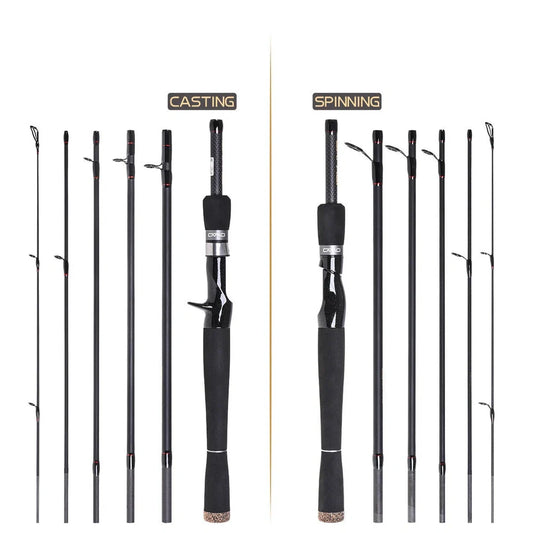 Carbon straight gun handle perch sea fishing rod showing 2.1m to 2.7m length options with multi-section design