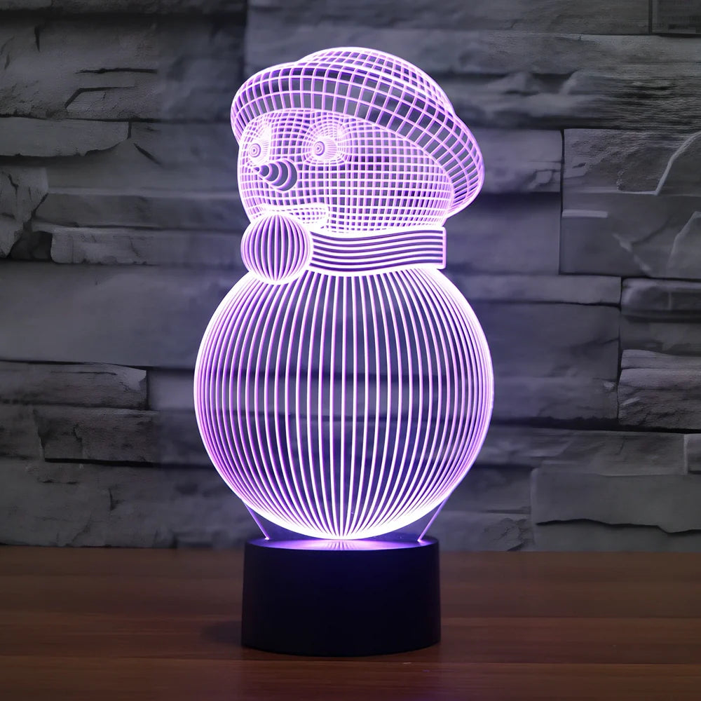 Colourful 3D snowman LED Christmas lights measuring 20.8cm with remote control