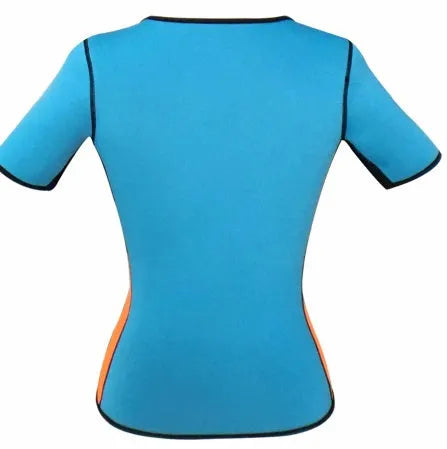 Women's sports shapewear body corset in neoprene and nylon, available in blue black, pink black, orange black, sizes S to 5XL