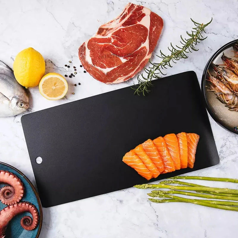 Black aluminium steak thaw board for efficient and even thawing